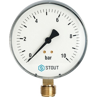 Манометр 0...10 bar, Dn100 1/2" радиал. (SIM-0010-101015) STOUT
