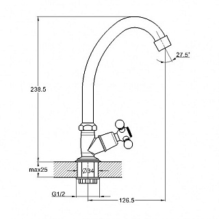 Смеситель МОНО G-lauf ( JMX14-A605) крест керам.В КОРОБКЕ 3 шт