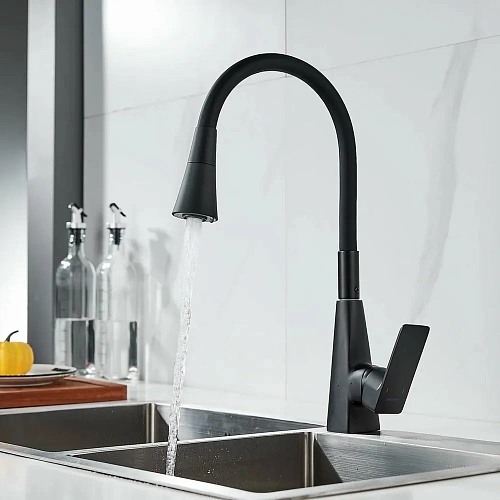 Смеситель д/кухни SHEVANIK гибкий излив черный S543H-3