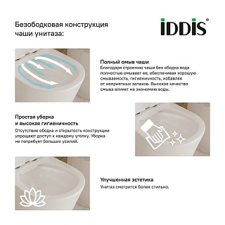 Унитаз подвесной IDDIS "Stone" безободковый сид. м/лифт (10457) АКЦИЯ!!