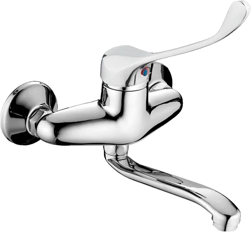 Смеситель д/раковины Haiba HB4654 настенный хром с хирург.ручкой