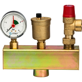 Группа безопасности котла (до 50 кВт) (без теплоизоляции) (SVS-0004-015025) STOUT