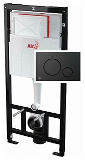 Система инсталляции д/унитаза AlcaPlast 4 в 1 (AM101/1120) с кнопкой (М678 черная матовая) КОМПЛЕКТ