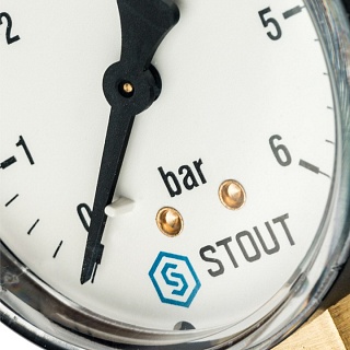 Манометр 0...6 bar, Dn 63 1/4" радиал. (SIM-0010-630608) STOUT