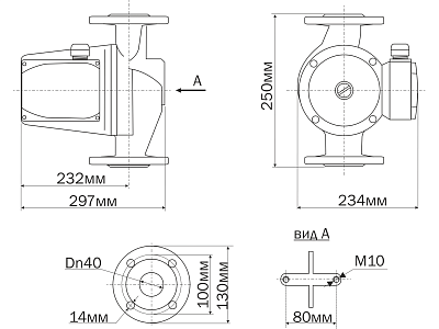 Насос цирк. AC  8-12.5-40F DN40, PN10, Qmax=16м3/ч, Hmax=16м, Tmax=110°С, 220В, 1-скор(5412) Aquario