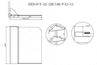 ДУШЕВАЯ ШТОРКА НА ВАННУ CEZARES ECO-V-12 120/140-C-Cr