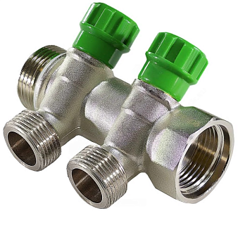 Коллектор латунный  3/4" м/р 4в 1/2" ПУ н/р 36мм с регулирующими клапанами SantechSystems (129-9347)(24)