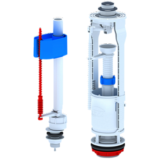 Арматура д/унитаза 1/2" Ани с нижней подводкой 1/2", с пласт. штуцер, кнопка мет, эконом WC6550M (20