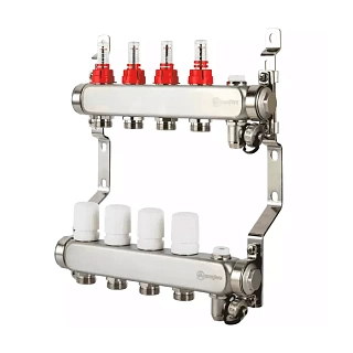 Коллектор с расходомерами 8-вых нерж. БЕЗ кранов  Aquasfera 9501-07