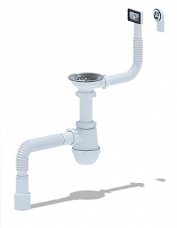 Сифон 3 1/2х40 бутылочный с переливом (круг/ прям) и гофрой 40х40/50 Ани Грот А0145DIY  (уп 5 шт