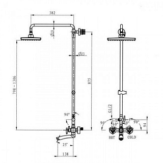 Душ. система KAISER Trio 3-листник (57288) бронза