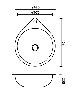 Мойка нерж врезная  FABIA PROFI D49.6х42 (3,0х0.8 200) ГРАФИТ c сифоном 496423G