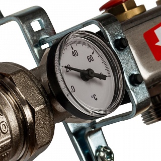 Коллектор 6-вых. нерж.ст. с кранами, терм., воздухоотв.. (SMS 0912 000006) STOUT