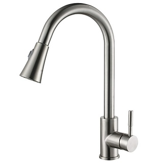 Смес. д/кухни  MELANA нерж. ф40 вытяжная лейка (8110)