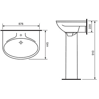 Умывальник с пьед."Самарский"(с пьедесталом Самарский)(Самара) 575х445 АКЦИЯ!!