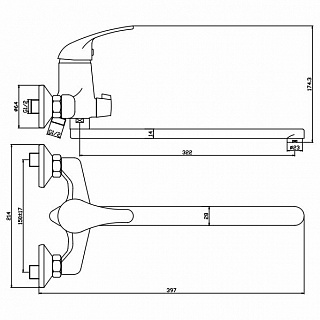 Смеситель д/ванны VECTOR  картридж d40  длинный излив  40L35/K  ARGO 38009  снят с производства