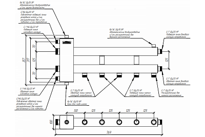 Балансир. коллектор BMSS-100-3D Pmax=100 кВт (2 вверх, 1 в сторону) AISI304