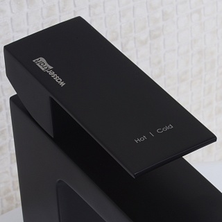 Смеситель д/умывальника "Abens" (2003H) высокий черный  WasserKraft