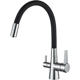 Смеситель д/кухни Haiba HB76858-7 под фильтр гибкий излив черный/хром