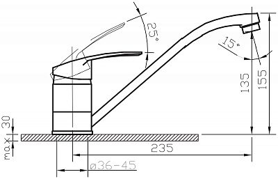 Смеситель д/кухни VECTOR картридж d40 4001 ARGO 38004  