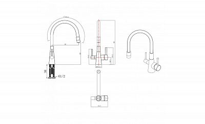 Смеситель д/кухни "COMFORT"  (3075GM) 35 мм. под фильтр с гибким изливом графит LEMARK  ВЫГОДА!!