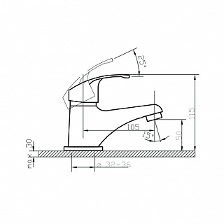 Смеситель д/умывальника OKSA картридж d35 3504 ARGO 15148