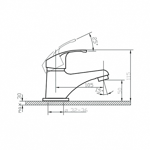 Смеситель д/умывальника OKSA картридж d35 3504 ARGO 15148