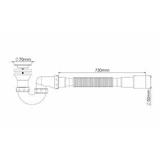 Сифон для душевого поддона  1 1/2"40 h130mm с гофрой 40*50 P162-0 ZEGOR