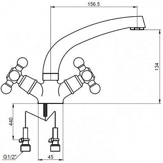 Смес д/раковины Kaiser Carlson Lux крест (11061)