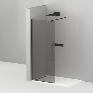 Душевая перегородка CEZARES LIBERTA-L-1-120-GR-NERO стекло графит, профиль черный