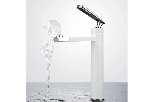 Смеситель д/раковины SHEVANIK высокий белый/хром S6611F