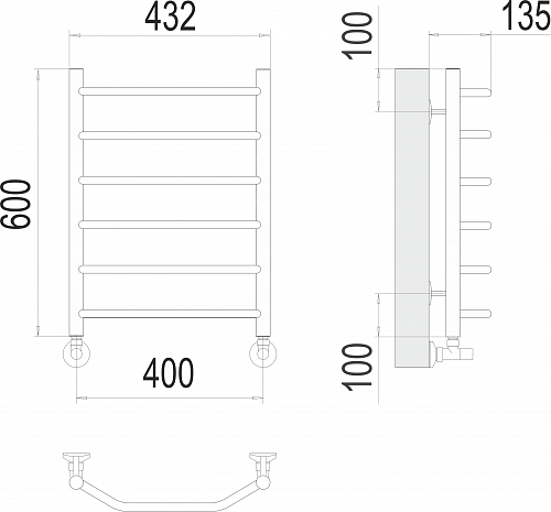 Полотенцесушитель 400х600 П6 "Виктория" TERMINUS (50)