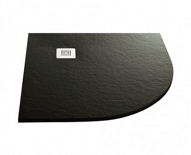 Поддон литьевой мрамор 0,9х0,9 BELBAGNO PLATO_BASE_SLATE_90_ANG_NEGRO радиусный черный