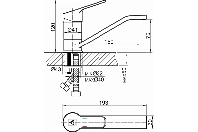 Смеситель д/умывальника ENDER поворотн.излив d35  3502 ARGO 44267
