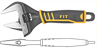 Ключ разводной Стайл 250мм/50мм,узкие губки,экстра увелич. захват шкала, прорезин. ручка (70168) FIT