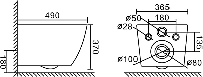 Унитаз подвесной Belbagno "COLORATO" безободк. сид.м/л черный матовый  (BB062CHR-MB+BB062SC-MB)