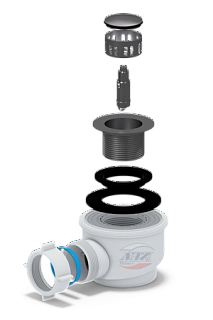 Сифон для душевого поддона 1 1/2" 50/60, клик-клак, хром, сетка Ани пласт E410CLS (12)