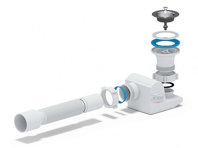 Сифон для душевого поддона  1 1/2"40  Бриг с гофрой 40*50 Ани пласт Е615  (30)