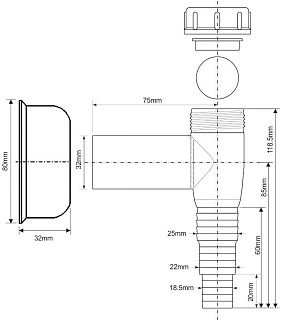 Сифон для СМА McAlpine WMV-32CP