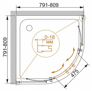 ДУШЕВОЙ УГОЛОК CEZARES PRATICO-R-2 80-C-Cr