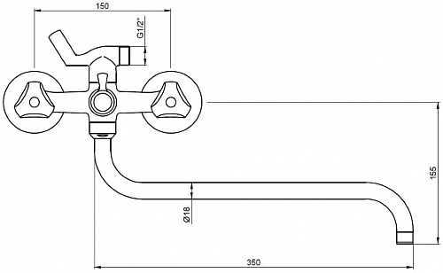 Смес д/ванны Kaiser Delta излив 320 мм(11090Shar)