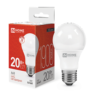 Лампа светодиодная LED-A60-VC 20Вт грушевидная 4000К нейтр. бел. E27 1900лм 230В IN HOME 530131