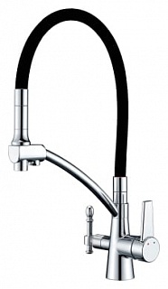 Смеситель д/кухни Haiba HB76855 под фильтр силикон.излив хром/черный 