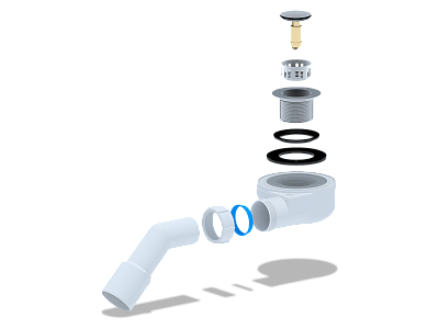 Сифон для душевого поддона 1 1/2" 60 h53, клик-клак, хром, сетка с переходной трубой 45° 40/50 Ани пласт E451CLS(10)
