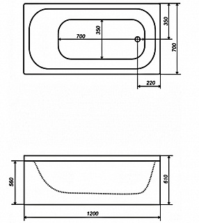Ванна акриловая Стандарт,120х70 + установочный комплект + фронтальная панель TRITON