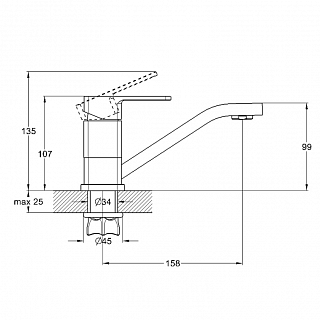 Смеситель д/кухни G-lauf (GOR4-B058) 14см одноручковый