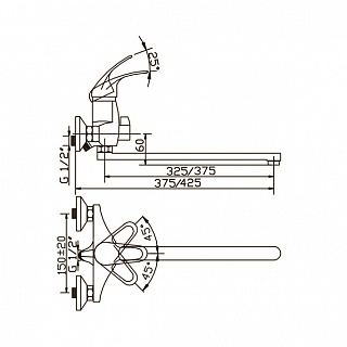 Смеситель д/ванны JAMAICA картр. d40  длинный излив  40L40/К  ARGO 27414 снят с производства