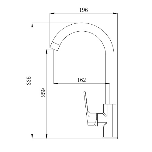 Смеситель д/кухни "AMA"(AMA-1013BL) высокий излив черный TOKITO