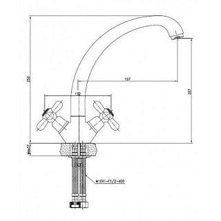 Смес д/кухни Kaiser Carlson Style крест (11013)