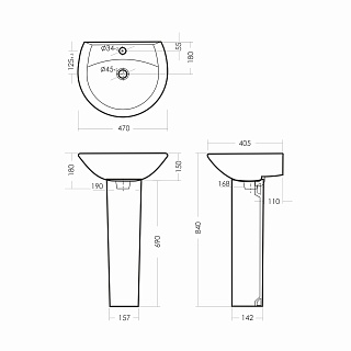 Умывальник с пьед."АТТИКА-48" (с пьедесталом Аттика) (Самара) 